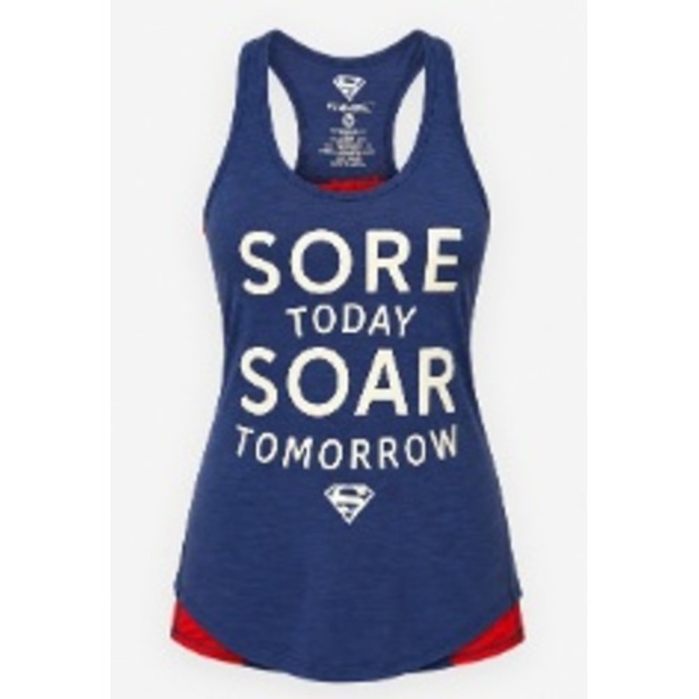 Her Universe DC Superman Tank Top Sore Today Soar Tomorrow Blue Red Womens M NWT